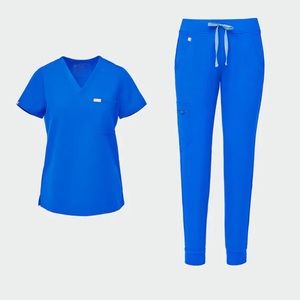 FIGS Catarina OnePocket Scrub Top/ Zamora Jogger Scrub Pants Royal Blue M/S